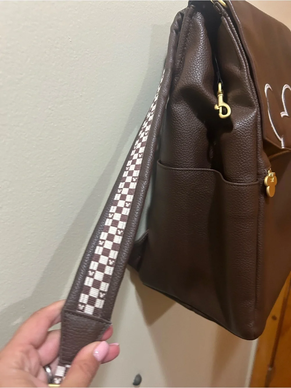 Freshly picked Dark Brown Mickey Ear Backpack with Gold Accents